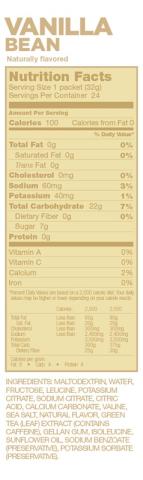 gu vanilla bean energy gel nutritional label