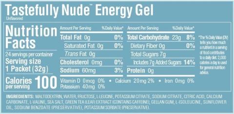 gu original tastefully nude energy gel nutritional label