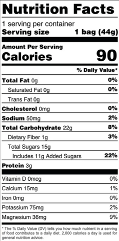 lecka banana energy gel nutritional label